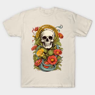 NeoNatura - Contemporary Skull & Flower Fusion Tee T-Shirt